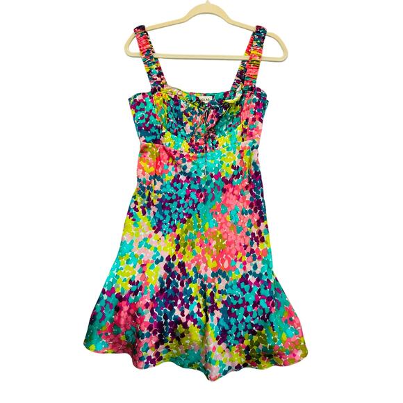NICHOLAS Simie 100% Silk Mini Dress in Multicolor Confetti Print | Size 2 - Picture 2 of 9